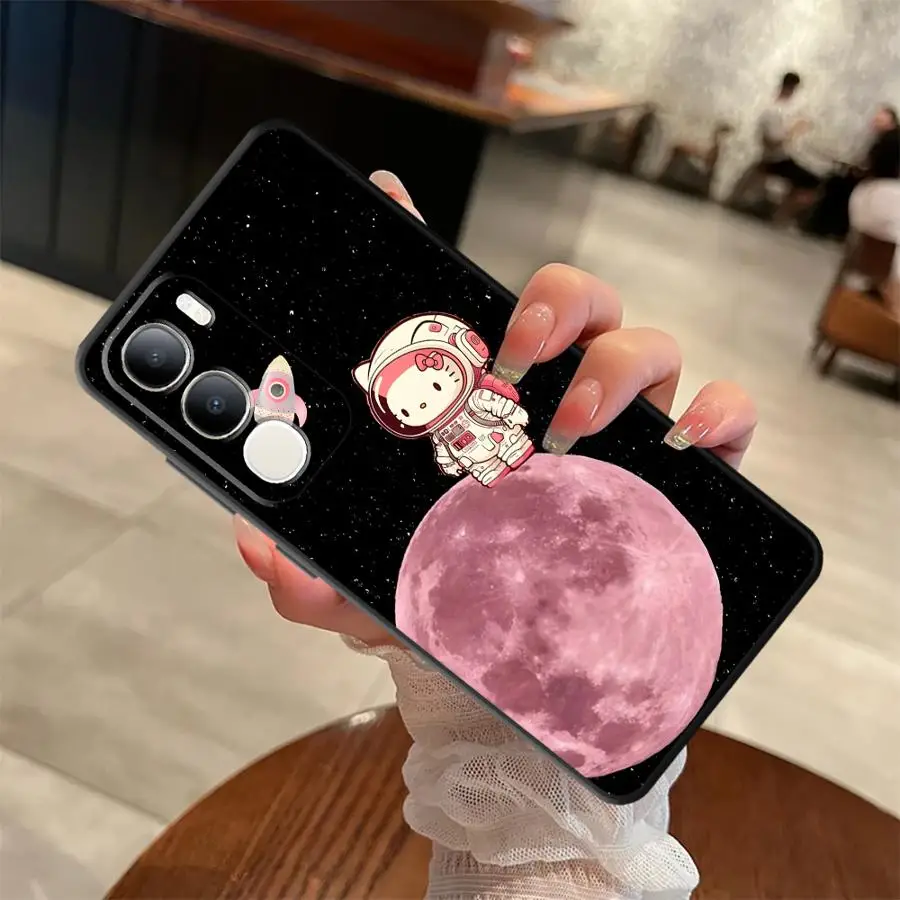 Case for Vivo Y71 Y91 V27 V21E V23 Y52S Y93 V25 V30 Y75 Y81 Y53S Y50 Y95 Y51S Y78 V29 Soft Back Phone Cover Cartoon Cat Hello