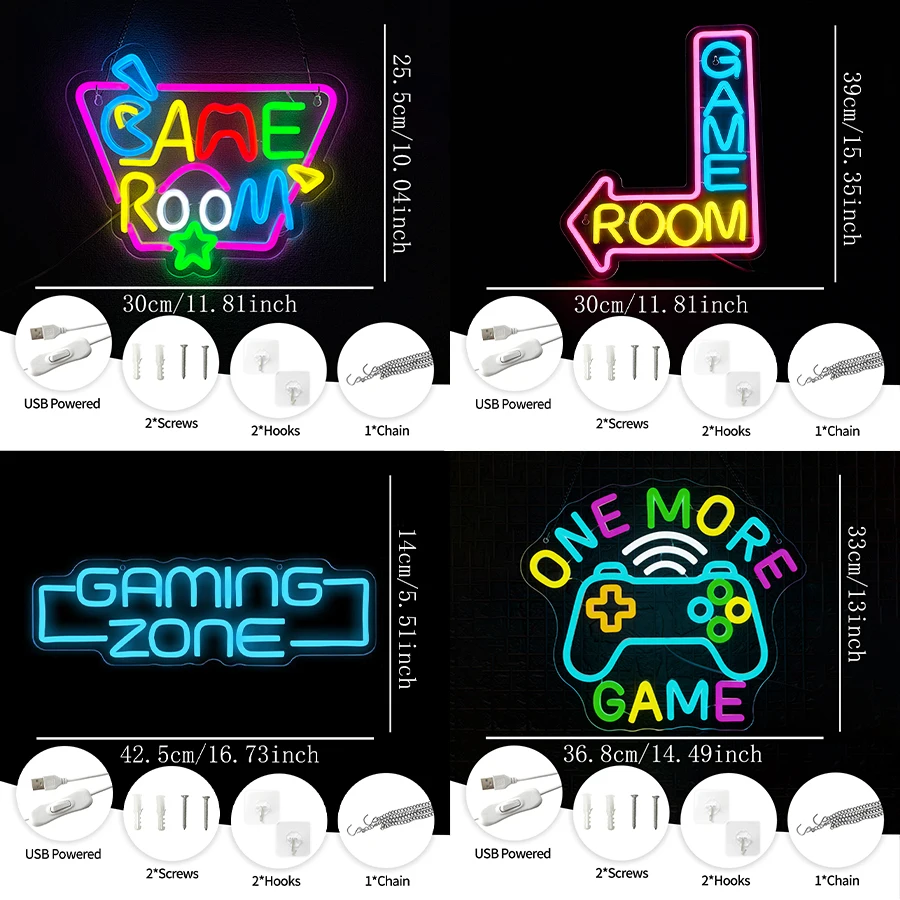 Game Room Neon Sign For Wall Decor,Led Neon Light For Esports Room,Bedroom,Man Cave,Internet Cafe,Bar,Party,Best Gift For Gamer