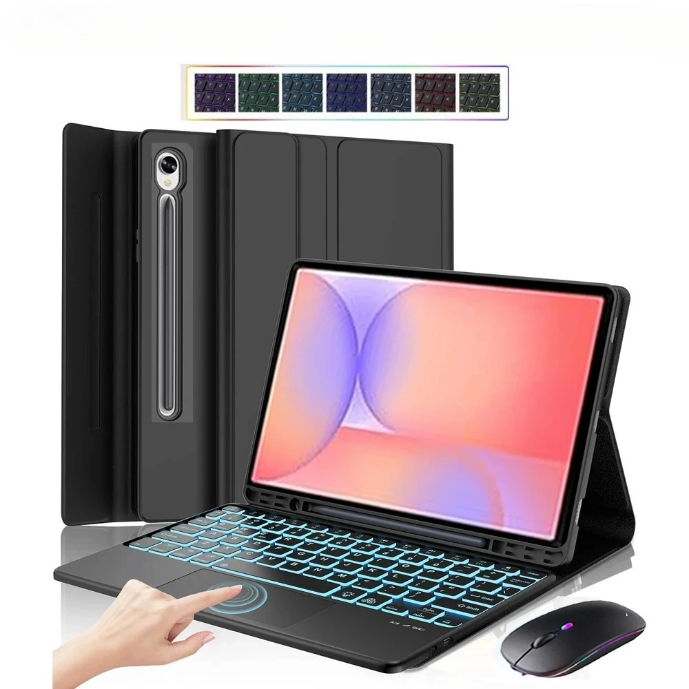 

For Samsung Galaxy Tab S10 Lite S10 FE S9 FE With Backlit Keyboard Detachable Leather Keyboard Case Cover For Galaxy S9 S8 S7