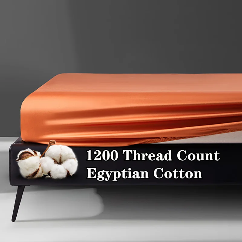 

100% Egyptian Cotton Fitted Sheet Soft Luxury 1200 Thread Count Non Slip Smooth Mattress Covers for Single Double King Queen Bed