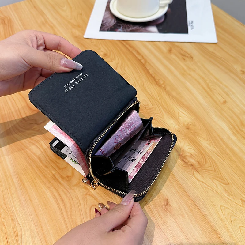 Solid Nubuck Wallet Women's Purse 2025 New Short Folding Simple Small Money Ladies Bag Multi-functional Coin Bag Female ultra