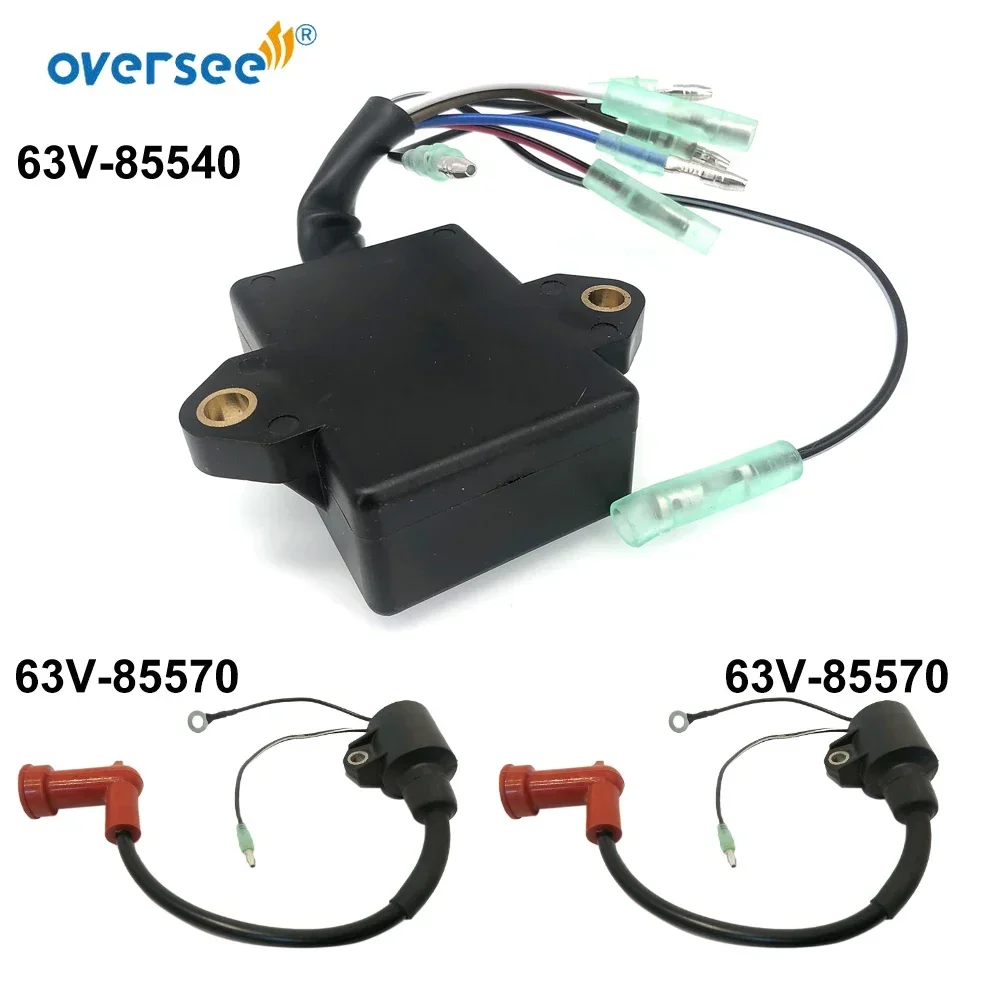 

2pcs Ignition Coil 63V-85570 & 1pc CDI 63V-85540 For Yamaha 2T 9.9HP 15HP Outboard Motor HDX Seapro Hangkai Parsun