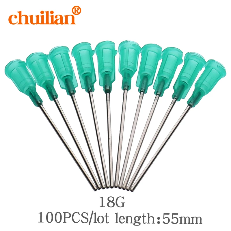 

100pcs/lot 18G length 55mm Precision passivated S.S. Dispense Tip with PP Safetylok hub, glue dispenser needles