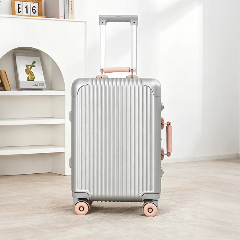 Women's 20-inch suitcase, men's 24-inch and 26-inch large-capacity aluminum frame trolley suitcase with roller wheels, simple st