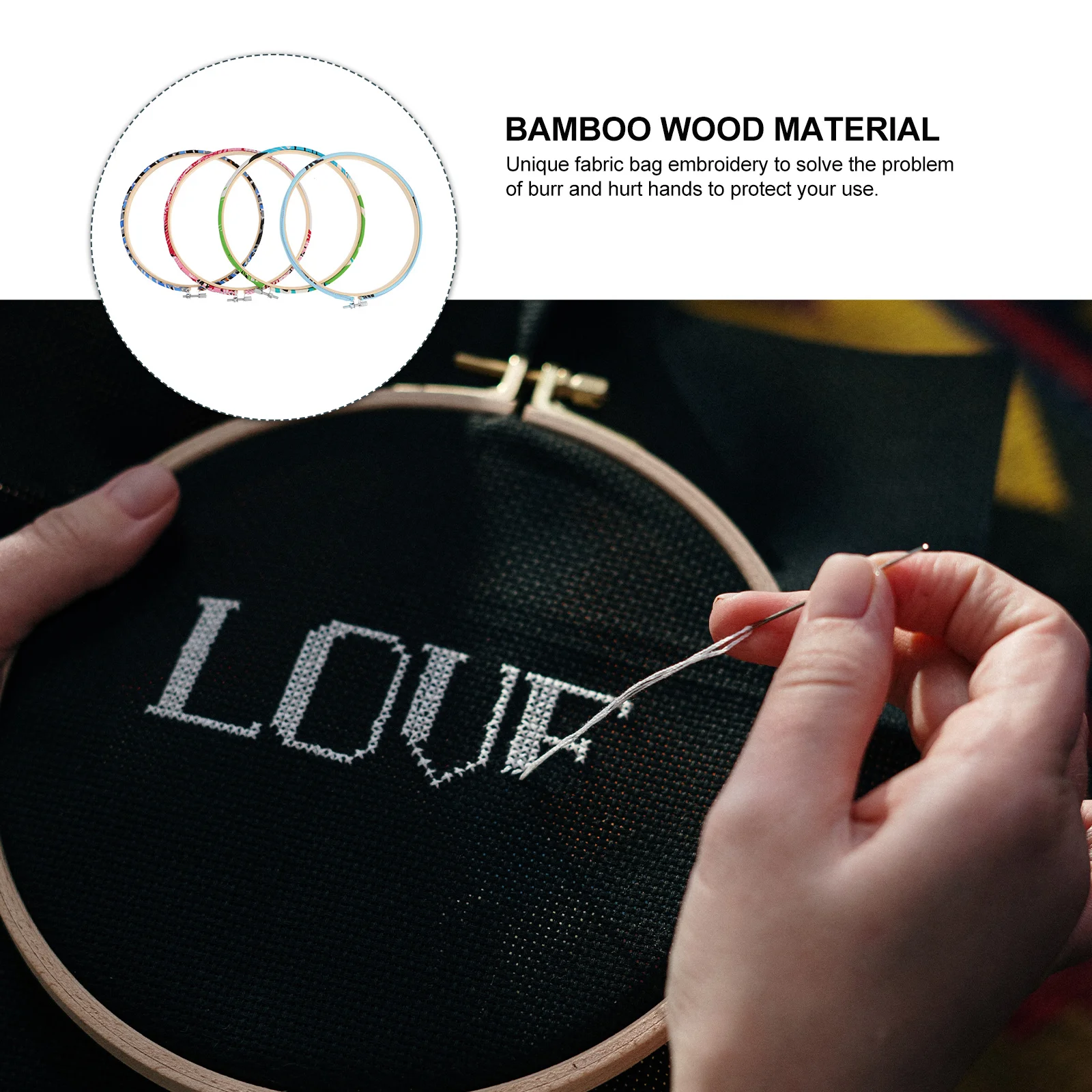 

4pcs Bamboo Embroidery Hoops 20Cm Round Cross Stitch Rings Wooden Craft Frame For Diy Needlework Sewing Art Handmade Gift