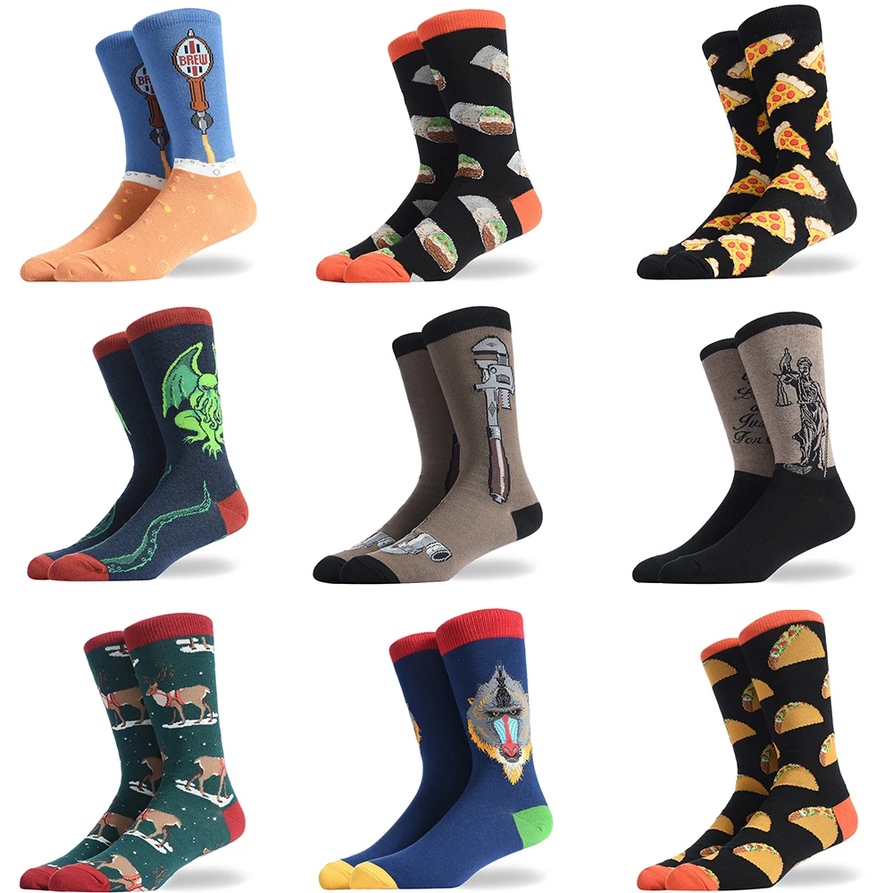 Autumn and winter new  socks creative gourmet burger fries pattern fashion socks cotton men's socks stockings