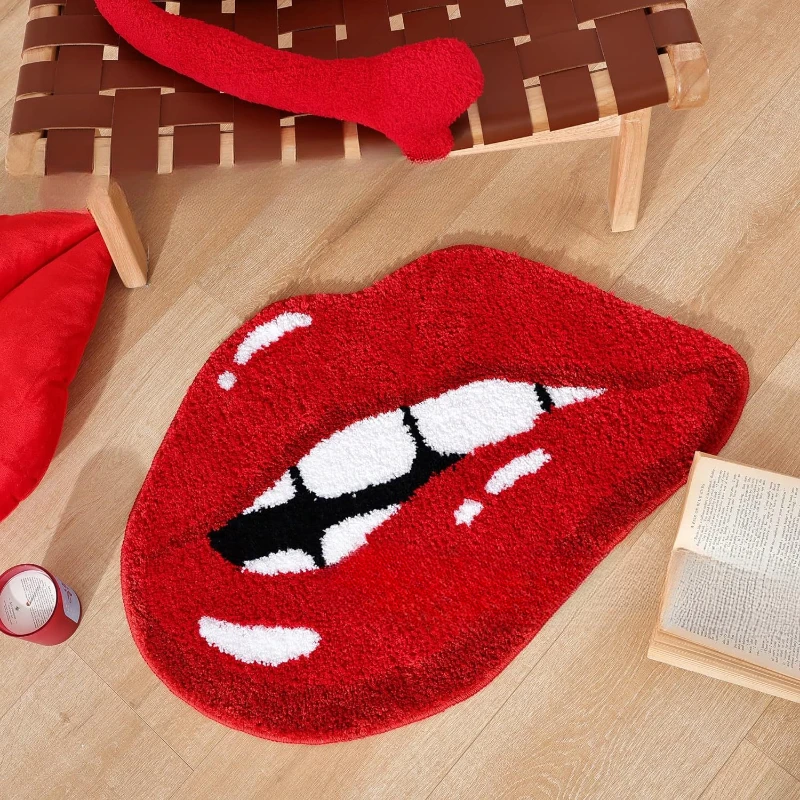 Halloween Red Lips Decoration Bedrooms Study Room Carpet Pumpkin Porch Bathroom Anti-slip Rugs Bat Living Room Sofa Soft Carpets