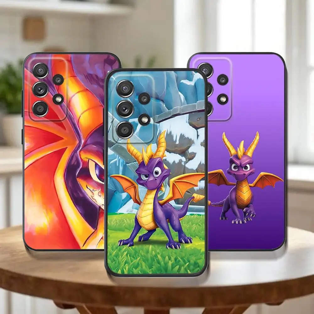 

Cute Dragon S-Spyro Phone Case For Samsung Galaxy A73,31,32,72,41,53,52,71,22,5G,Note,J7,8,9 Soft Black Cover