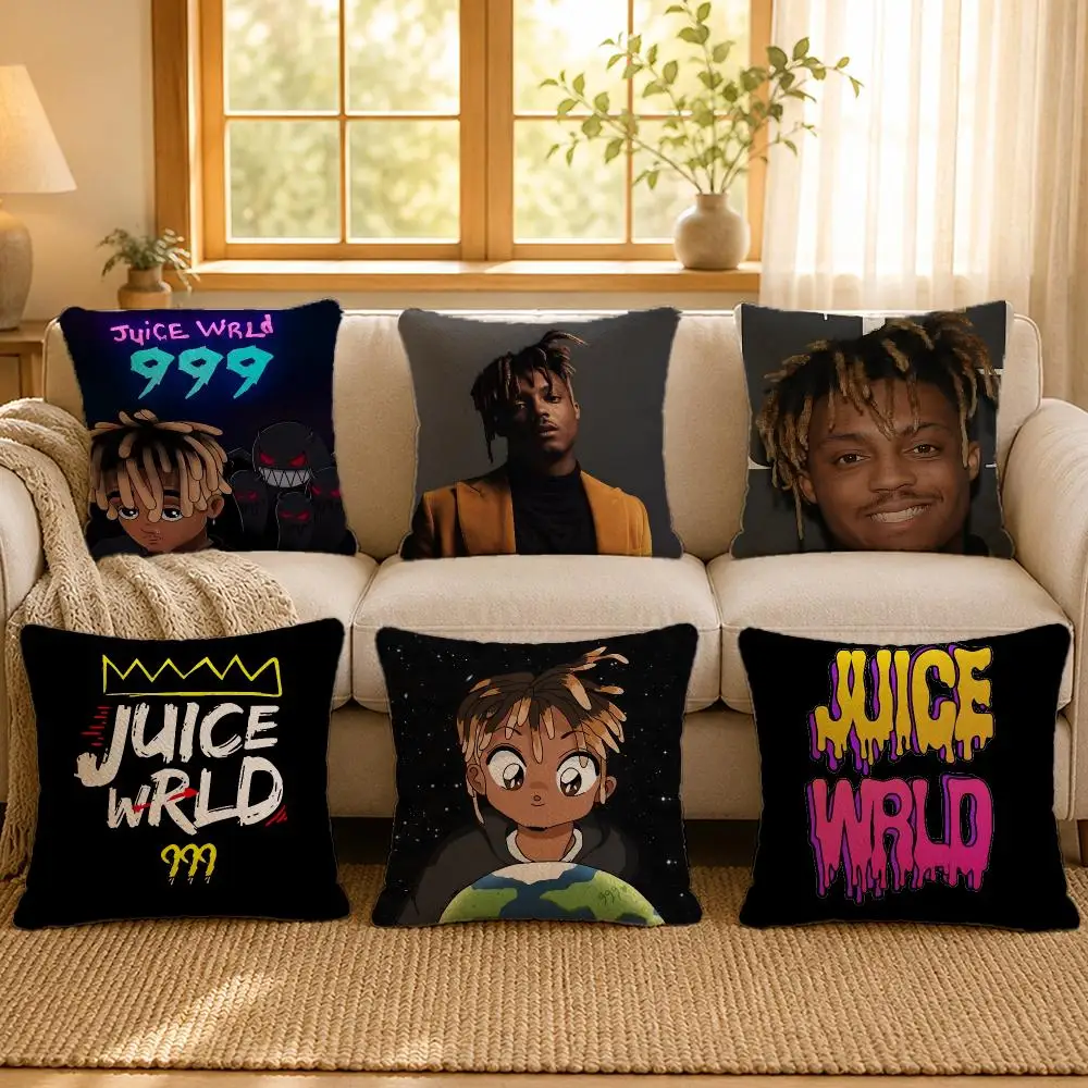 Rapper Juice Wrld Emo Rap Cushion Cover Personalized Short Plush Soft Bedroom Sofa Home Decor Gift