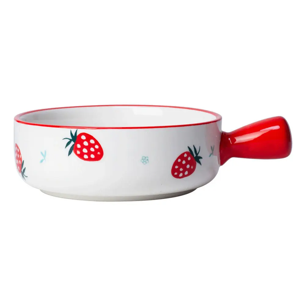 

1Pcs Stylish Ceramic Bowl with Handle Creative Design for Dining Room Kitchen Hotel Picnic Housewarming Wedding Gift Soup Salad