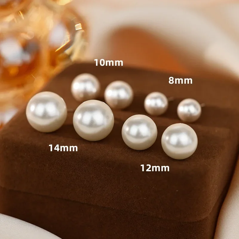 White Simulated Pearl Earrings for Women Girls Earring Jewelry on Ear Ball Silver Stud Earrings Pearls Bijouteria Brincos