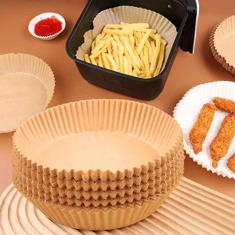 50Pcs Air Fryer Disposable Paper Square Round Baking Paper Barbecue Plate NonStick Mat Kitchen Oven Oil Absorbing Paper Tool