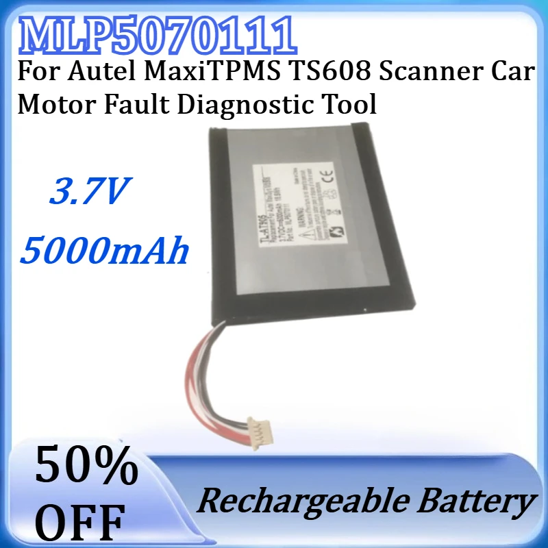New MLP5070111 3.7V 5000mAh Lithium Battery for Autel MaxiTPMS TS608 Scanner Car Motor Fault Diagnostic Tool