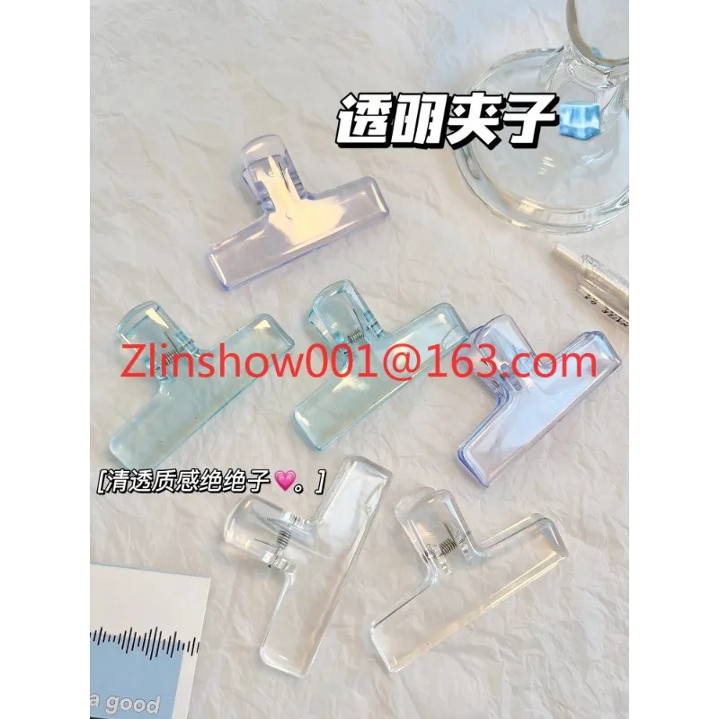 ins transparent clip high value stationery folder student office test paper long tail ticket clip acrylic holder