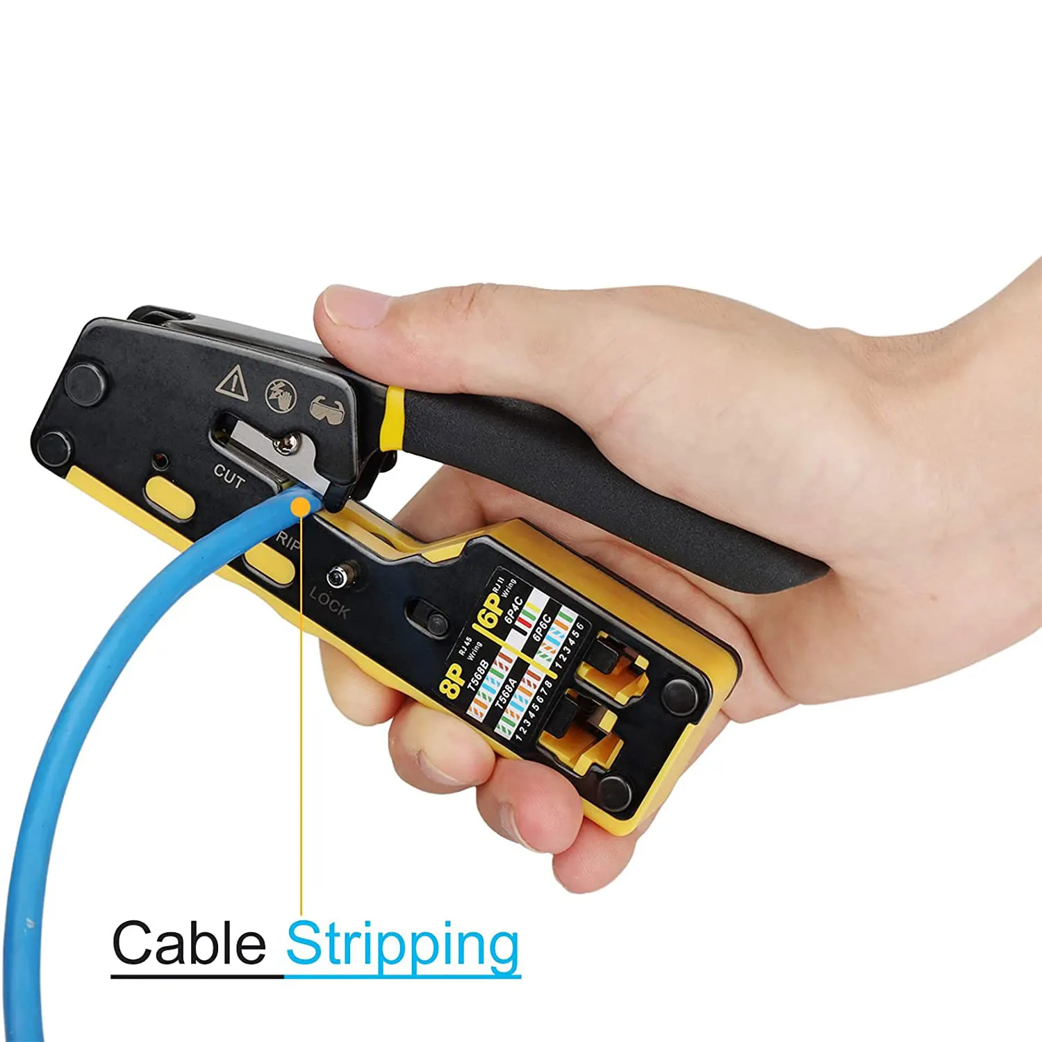 RJ45 Crimp Tool Pass Through Cat6 Crimping Tool Kit All-in-One Ethernet Crimpe With 10PCS Cat6 Connectors Mini Wire Stripper