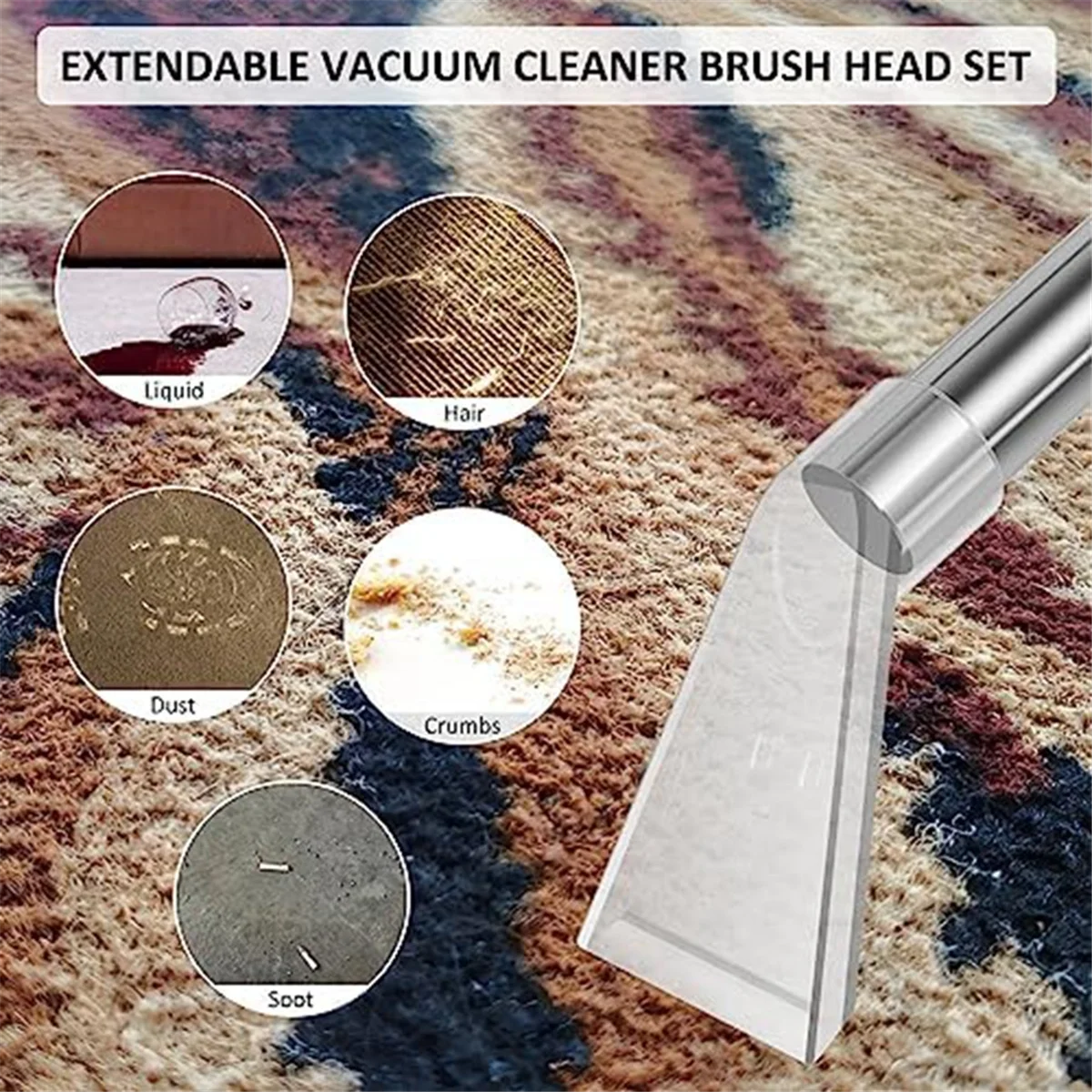 Vacuum Extractor Attachment,Vacuum Cleaner Brush Head Extraction Nozzle with 4 Connectors Shatter Proof Carpet CleaningB