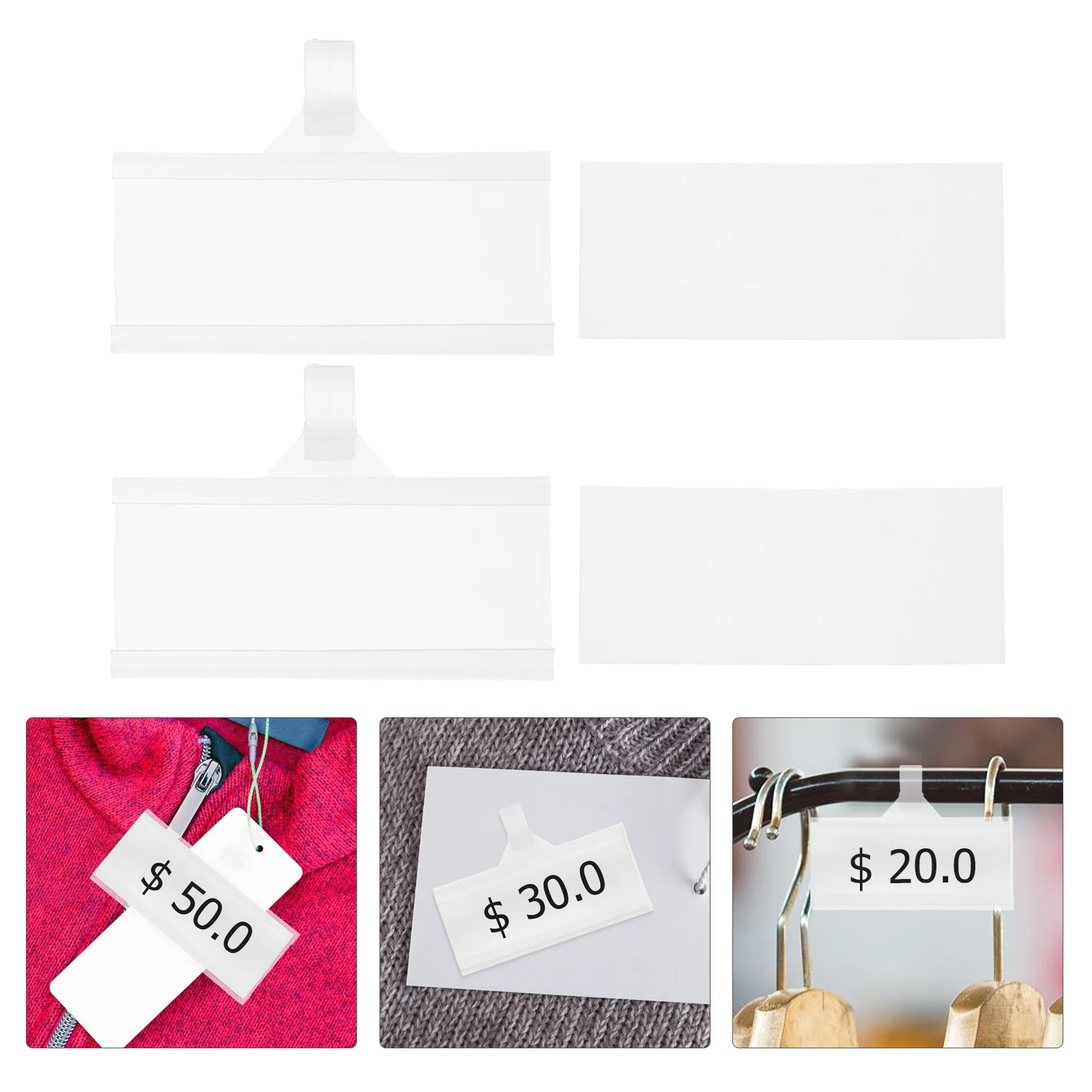 

50pcs Plastic Price Tag Holders With Clips Blank Cards Abs Label Holders For Supermarkets Retail Stores Wire Shelving