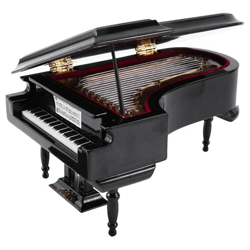 IALJ-Miniature Grand Piano Model Kit Musical Instrument With Chair,For Home Office Decoration(Black, Without Music) Large