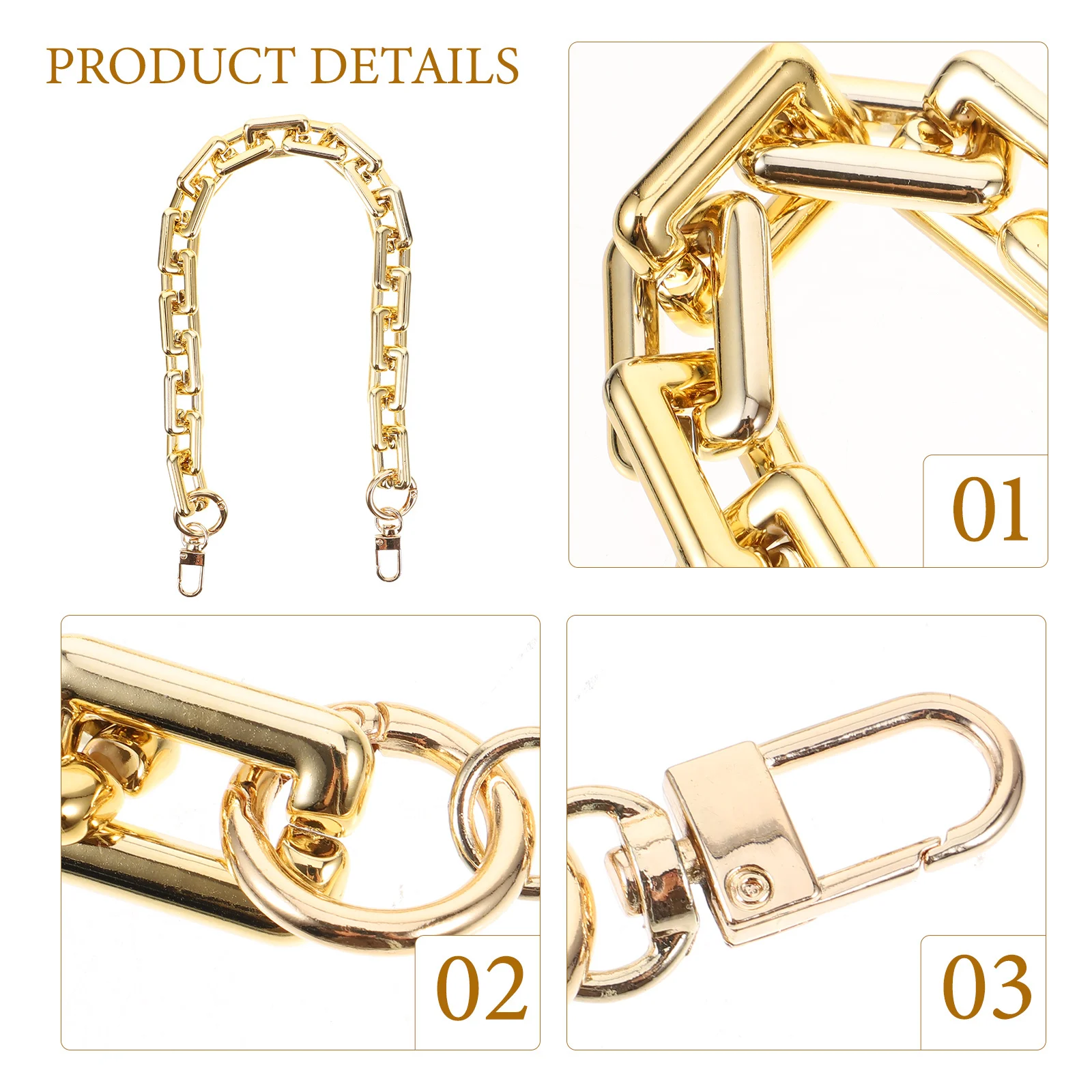 

1Pcs Gold Crossbody Bag Chain Stylish Shiny Handbag DIY Chains for Women Detachable Shoulder Strap Replacement Accessories