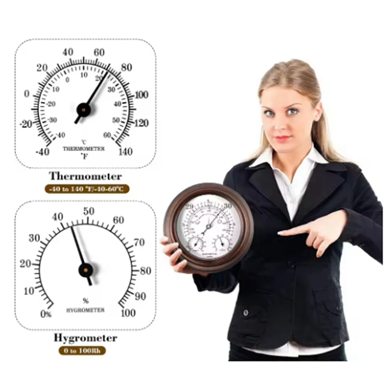3 In 1 Barometer Thermometer Hygrometer Atmospheric Pressure Gauge Outdoor Weather Station Humidity Meter 20CM