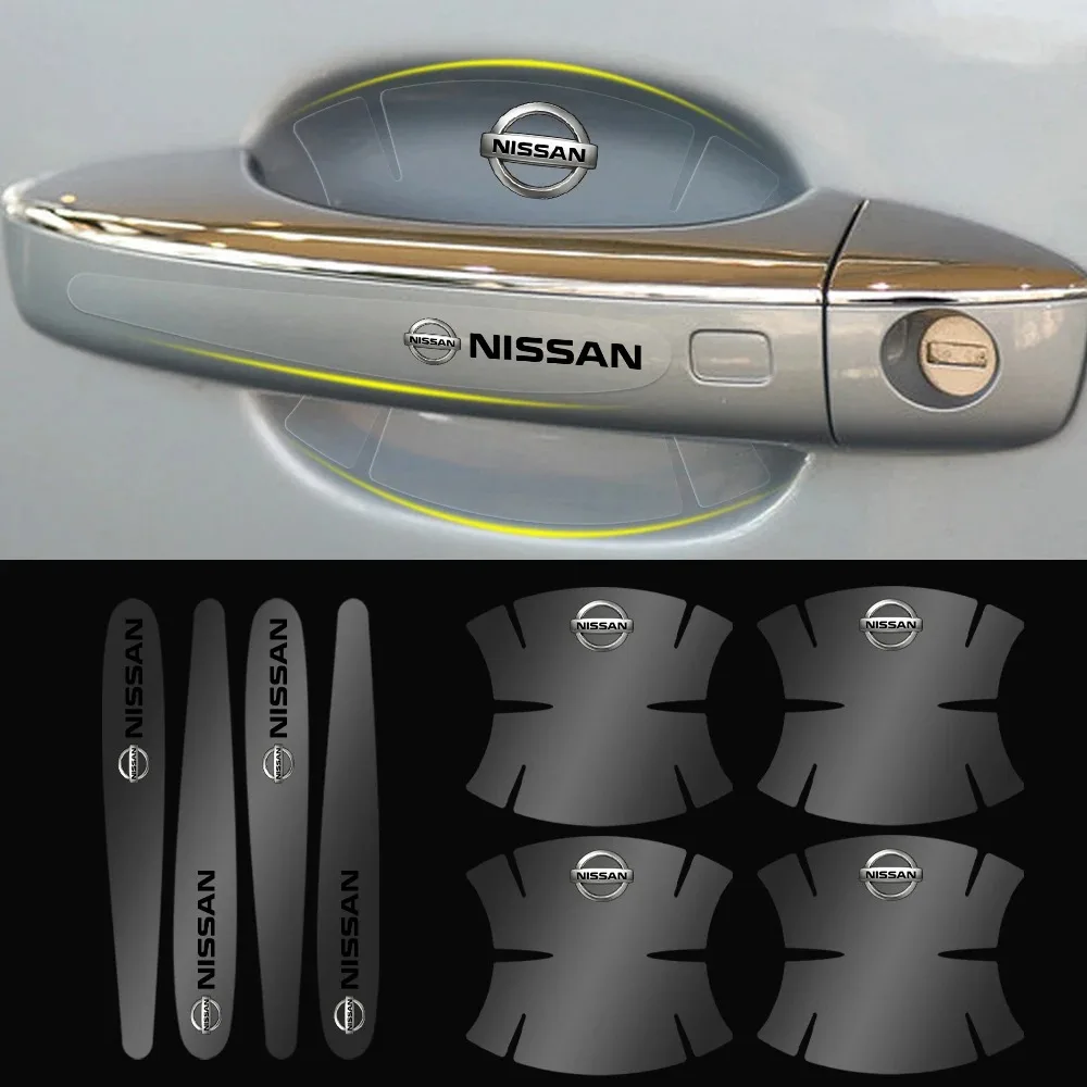 8Pcs Car Accessories Door Handle Badge Door Bowl Trim Sticker For Nissan GTR X-trail Qashqai Note Juke Sentra Patrol Navara
