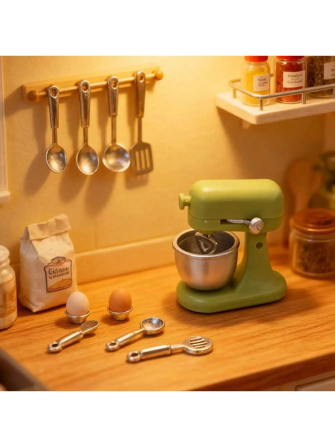 

1 Set/5 Pcs Christmas Decor Miniature Kitchen Scene Blender Set, 1:24 Scale Mini Cute Simulation Blender Ornament