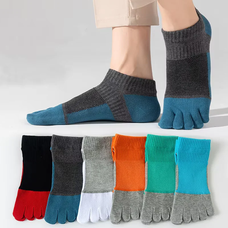 6-paia-di-calzini-da-uomo-a-5-dita-in-cotone-estivi-sottili-traspiranti-elastici-che-assorbono-il-sudore-con-punta-a-righe-calzini-sportivi