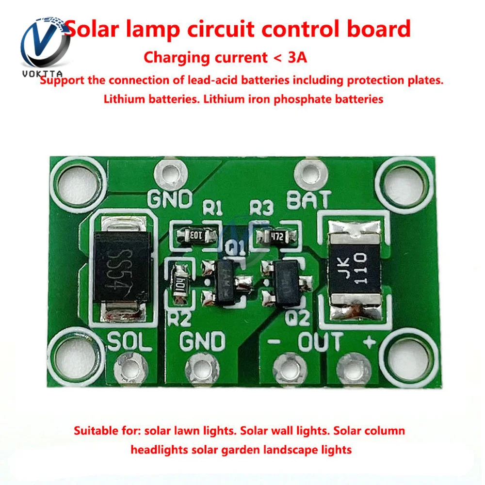 Solar Panel Controller 3.2V 3.7V 6V 12V 1A Light Control Solar Lawn Light Circuit Control Board Solar Landscape Light Controller