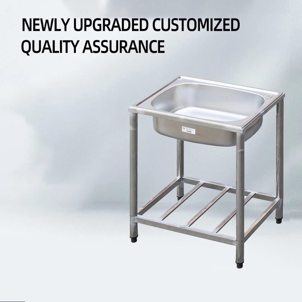 Imagem -02 - Commercial Pia da Cozinha com Standing Rack Restaurante Utility Dish Piscina de Lavagem Compartimento 82*48*80cm Aço Inoxidável