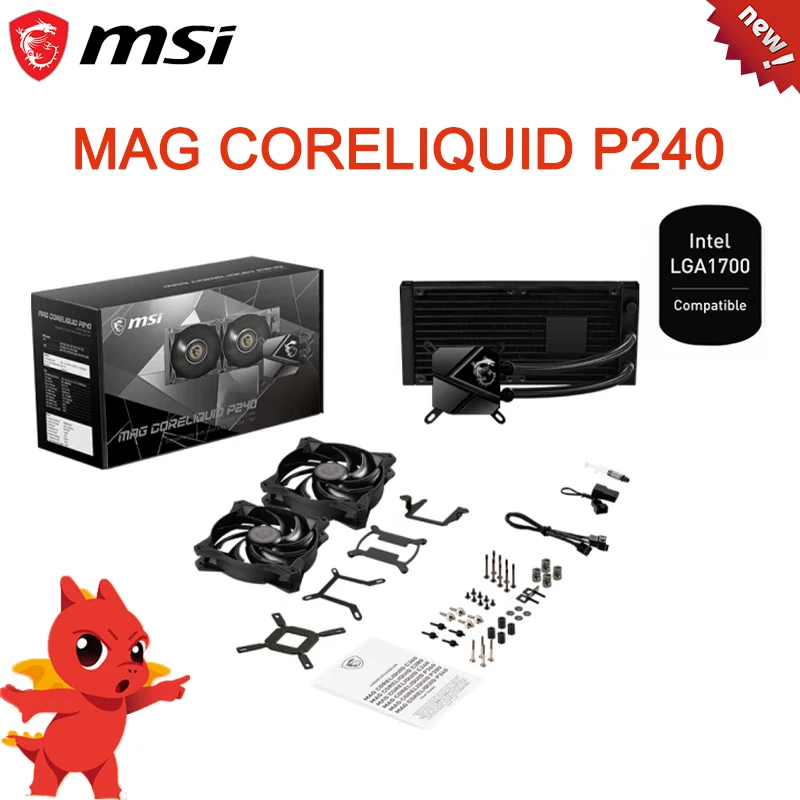 Охладитель жидкости MSI MAG CORELIQUID P240 для процессора AMD Intel LGA 1700, материнская плата, встроенный радиатор, насос, водяное охлаждение с раздельным потоком