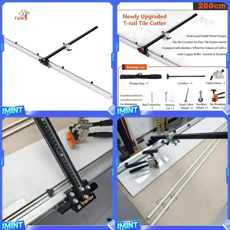 TGS Professional T-shaped Manual Tile Cutter 2000mm Rail Guide for Large Format Ceramic Porcelain Tile Hand Tools