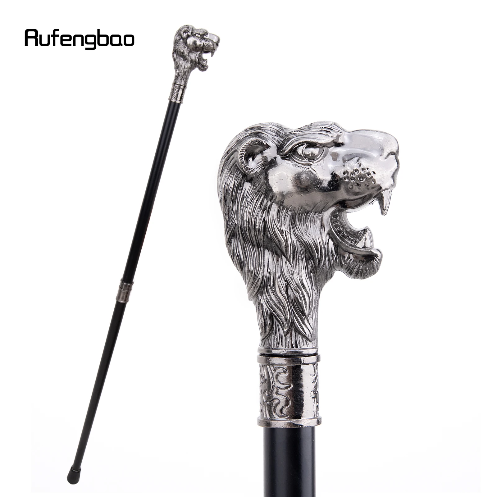 静かなライオンの頭口ひげ杖ファッション装飾ウォーキングスティックエレガントコサトウキビ93cm