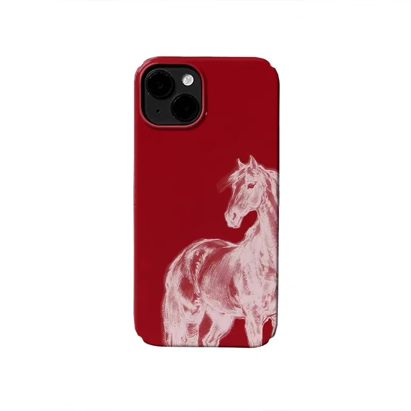 

Red Graffiti Horse Cartoon Phone Case for IPHONE 17 Air 16E 15 PROMAX 14 Plus 13 12 MINI 11 PRO 16Plus XR SE Acrylic Phone Cover
