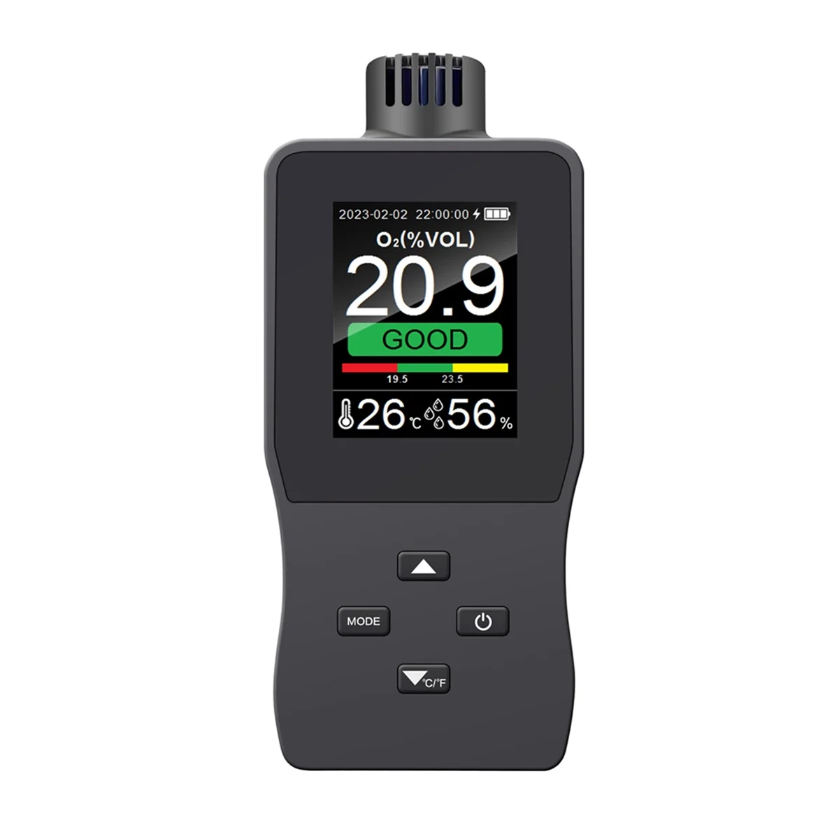 A002 A8 Handheld Digital Oxygen Detector Air Oxygen Concentration Alarms Value USB Rechargeable 2.8inch TFT Color LCD Screen