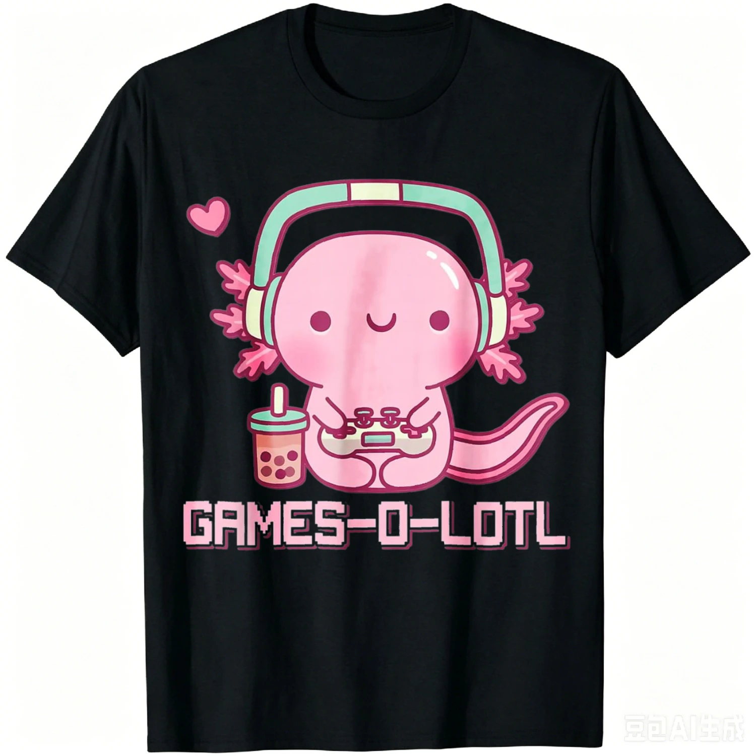 Gamesolotl Axolotl Video Games Kawaii Anime Gamer Boys Girls T-Shirt Streetwear Clothing Mens Fashion Cotton Summer Tops
