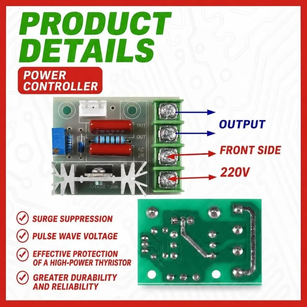 220V SCR Voltage Regulator with Remote Controller Thyristor Dimmer AC Motor Speed Controller 2000W External Light Dimmer Switch