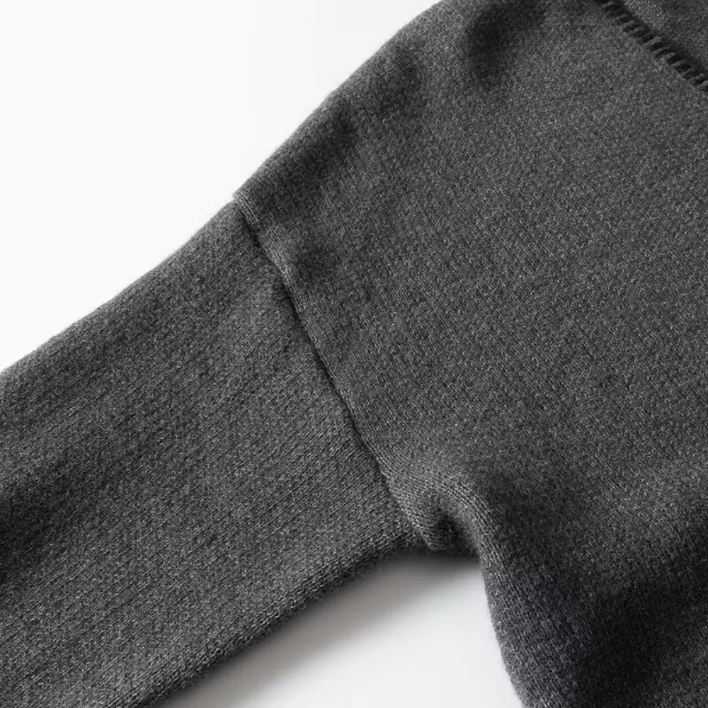 Pockets Drak Grey Sweater Woman Cropped Knitted Sweater Women Autumn Winter V-Neck Pullovers Long Sleeve Warm Knit Top