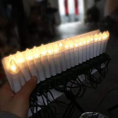 20PCS Flameless LED Candle String USB Powered Clip-on Christmas Tree Decorative Light Reusable Warm Light