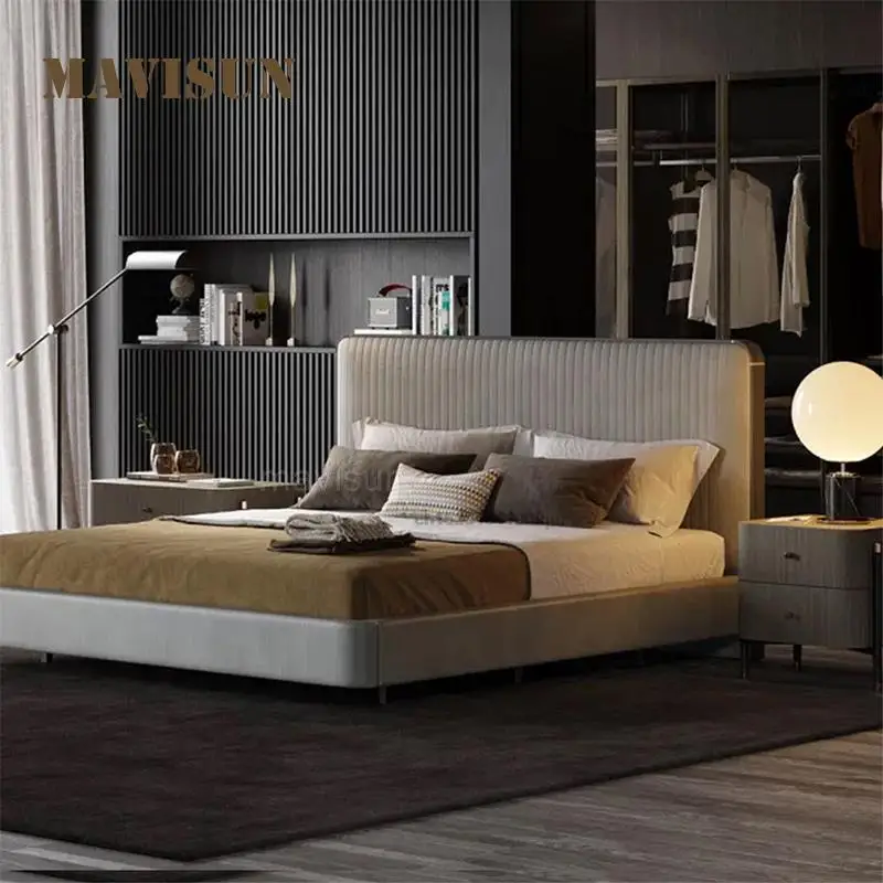 

Postmodern Italian Luxury Bed Minimalist Modern 1.8 Meters Master Bedroom Double Wedding Bed Bedroom Furniture For Home