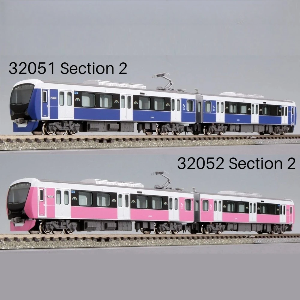 N-type 1/160 Scale Model Train A3000 Series 32051/32052 Blue/pink 2-carriage Train Set Two Styles Available A Toy Gift for Boys