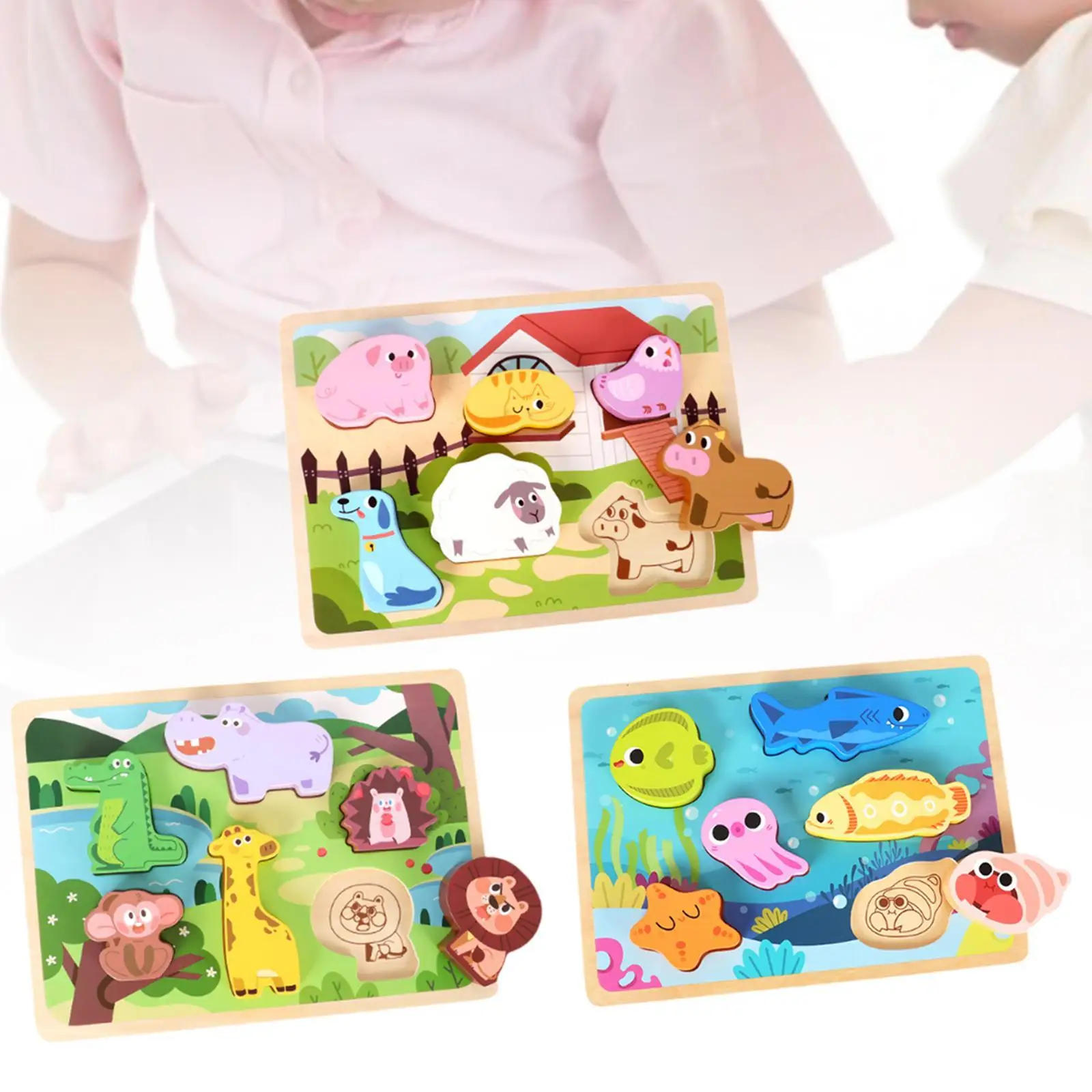 Wooden Puzzle Sturdy Color Recognition Developmental Educational Toys for Baby Age 4+ Years Old Girls Boys Toddlers Kids