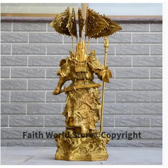 60CM large HOME shop Hall Bring wealth Recruit money GOOD LUCK God of fortune Mammon 9 Dragons guan gong FENG SHUI Brass statue