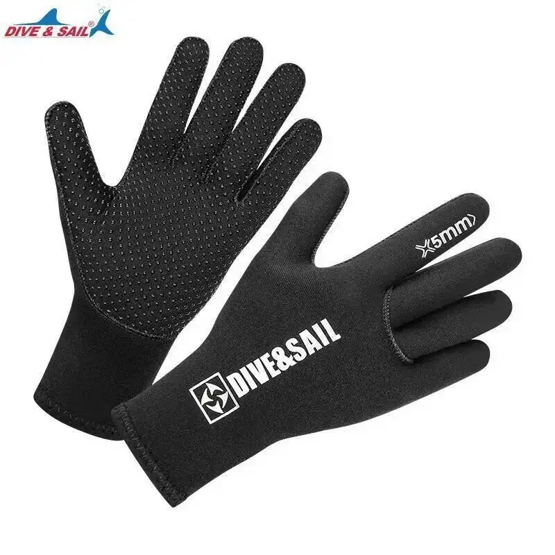 5mm Neoprene Diving Swimming Gloves， Non-Slip Anti Scratch Winter Keep Warm Mittens Underwater Sports Hunting Gloves