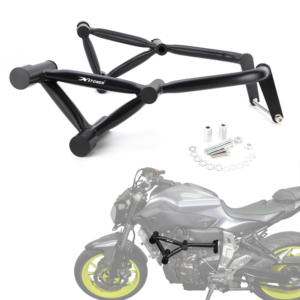 

Защитная дуга (кенгурятник) для мотоцикла Yamaha FZ-07/MT-07 2014-2024: защита двигателя, бампер, гоночная дуга