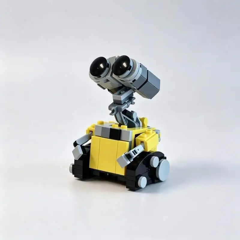 156PCS Creative Yellow Recycling Robot Building Blocks Pull Back Vehicle Model DIY Assembly Toy Desktop Display Festival Gifts
