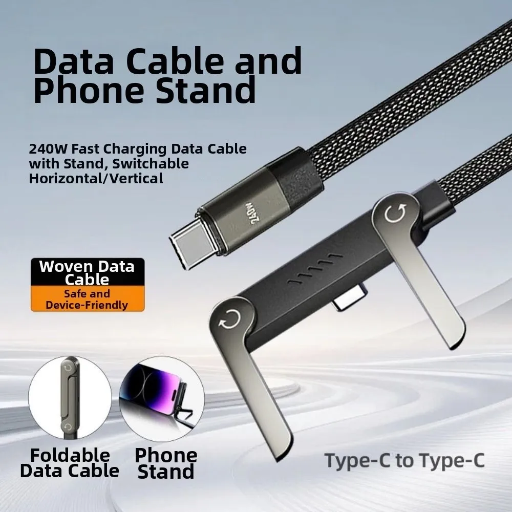Portable 360° Rotating Super-fast Charging Bracket Detachable Foldable Charging Cable Adapter Data Cable Converter