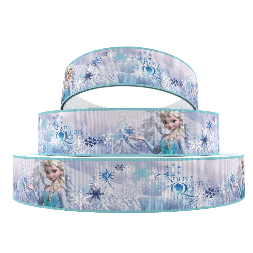 Disney 5 Yards Multi Size Frozen Elsa Anna Printed Grosgrain Ribbon For Hairbow DIY Craft Supplies Cartoon Ribbons