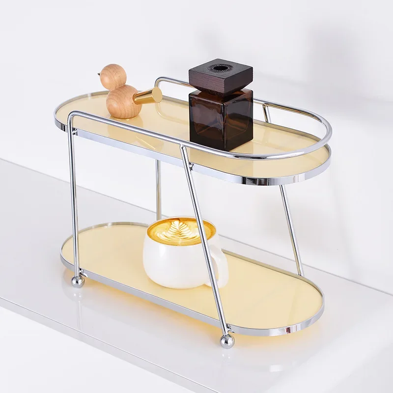 Double layer desktop storage rack, cream acrylic cosmetics water cup rack, dressing table, kitchen table storage rack