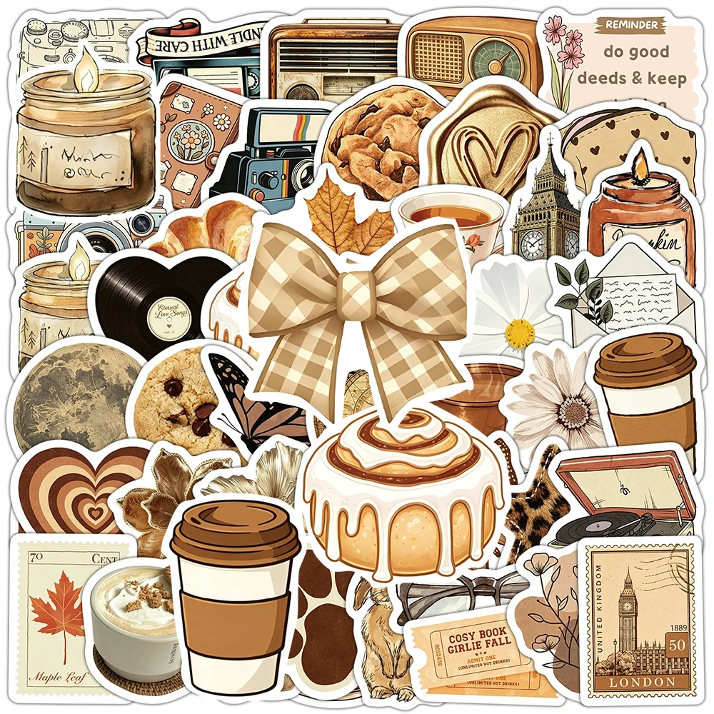 10/30/50pcs Coffee Aesthetic Delicious Cookie Graffiti Stickers Decorative Suitcase Motorcycle Cup Trendy Graffiti Cartoon Decal