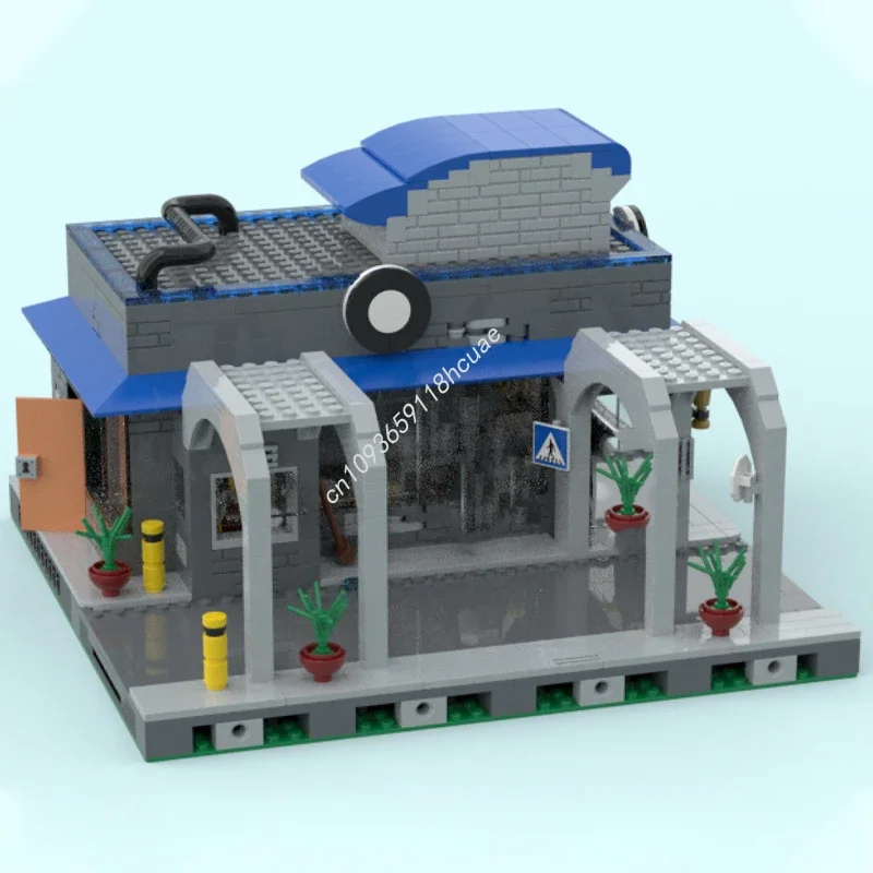 

1020 деталей MOC: Модульные здания кофейни с выездным обслуживанием, строительные блоки, креативная рождественская игрушка, идея подарка, развивающий конструктор для детей